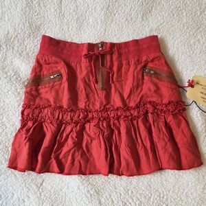 Da-nang Silk Cargo Skirt Orange Red